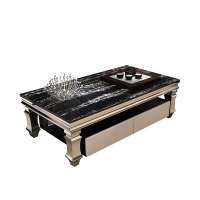 Marble top living room center table design coffee table with drawer