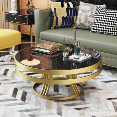 Modern Gold Round Marble Tea Table