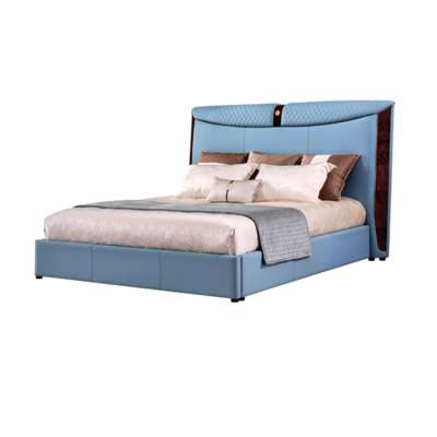 New Modern Furniture Bedroom Sleeping Double Bedroom Bed Sky Blue Leather King bed