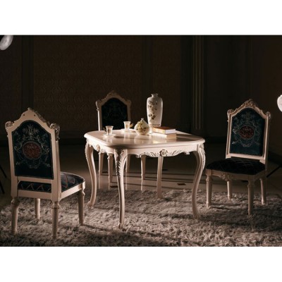 Luxury Royal Style Wood square Dining Table And Chair