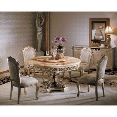 Hand carved Luxury round dining table with LAZY Susan, classic palace luxurious dining room furniture