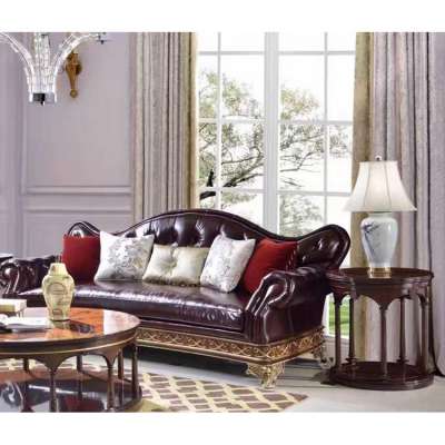 European top cow leather buckled brass and gold moulding decoration luxury chesterfield sofa sets