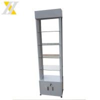 Free Standing Glass Shelves White Spray Paint Metal Display Rack With Cabinet