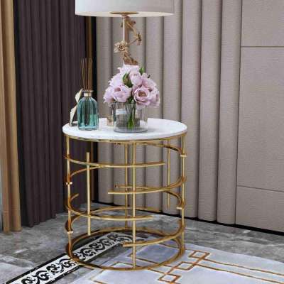 Net simple marble top stainless steel living room creative tea table bedroom sofa round table