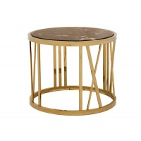 Marble top gold steel frame side table