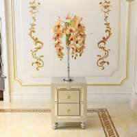 French style classic bedside table mirrored nightstand with 2 drawers